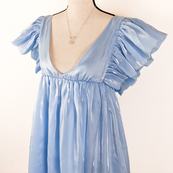 NWT Storia Sky Blue Shimmer Mini Dress - Picture 3 of 5